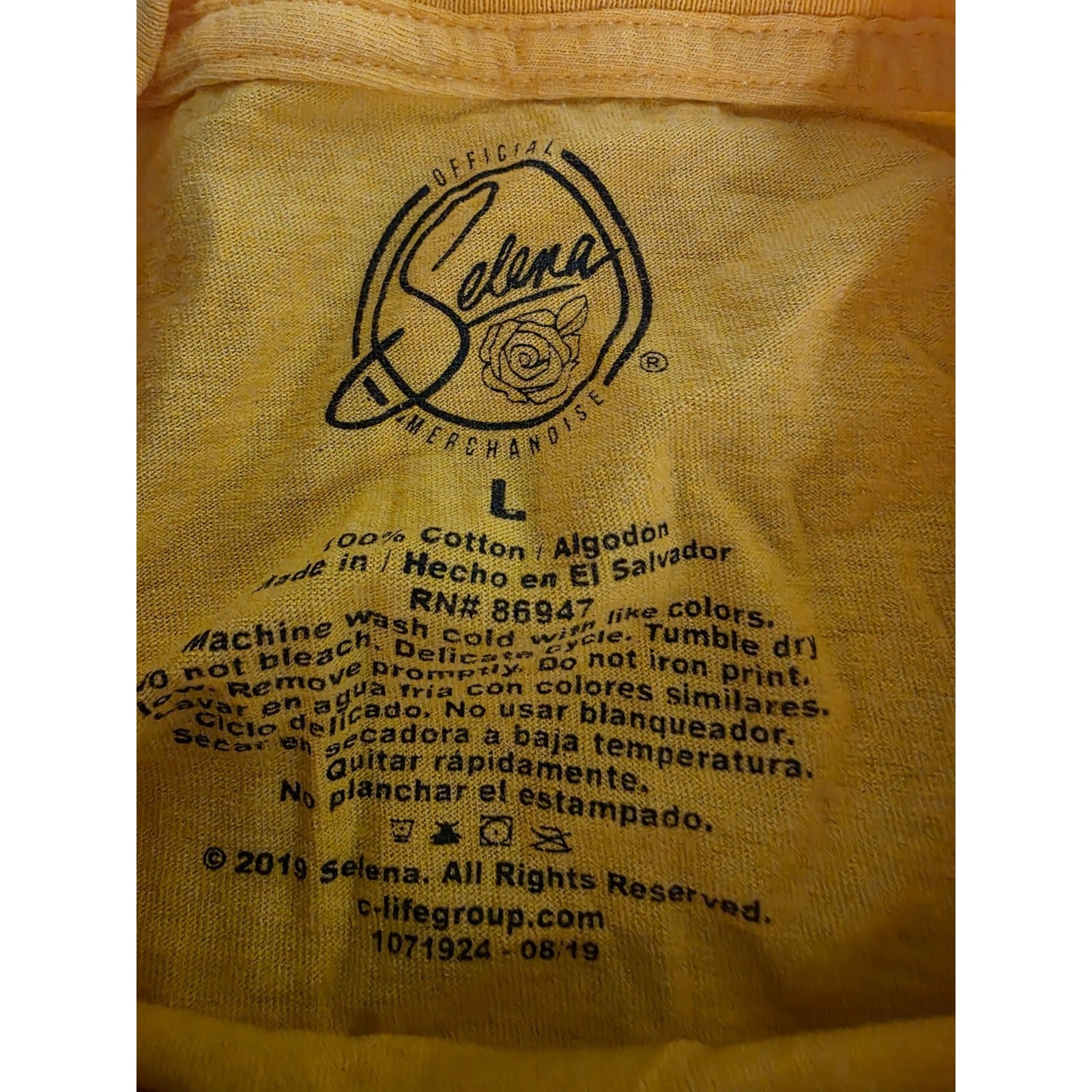 Selena Official Merchandise Yellow Graphic Print Logo Cotton Jersey T-Shirt L gallery