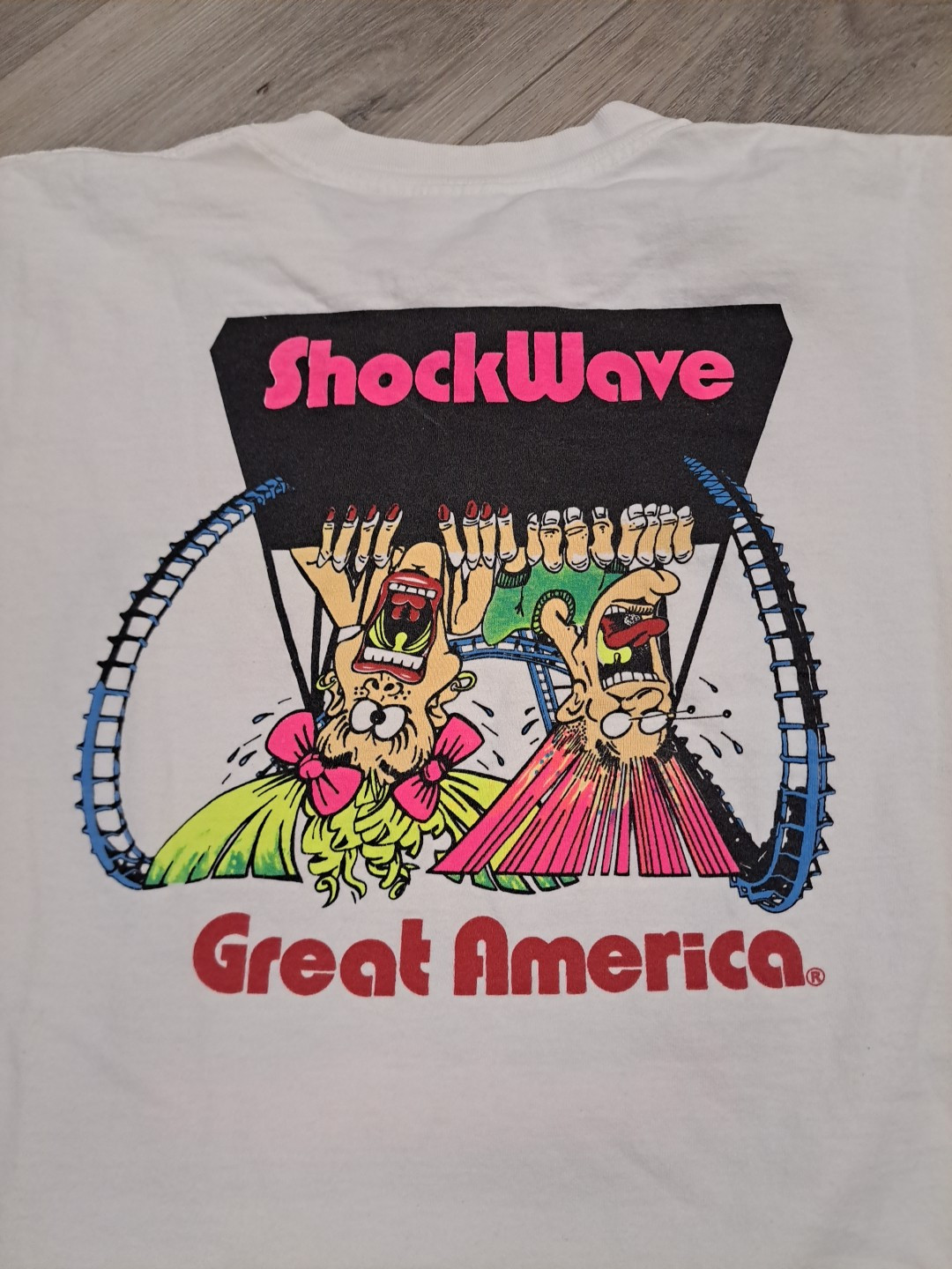 Vintage Great America Shockwave Shirt Roller Coaster Single Stitch Teejays gallery