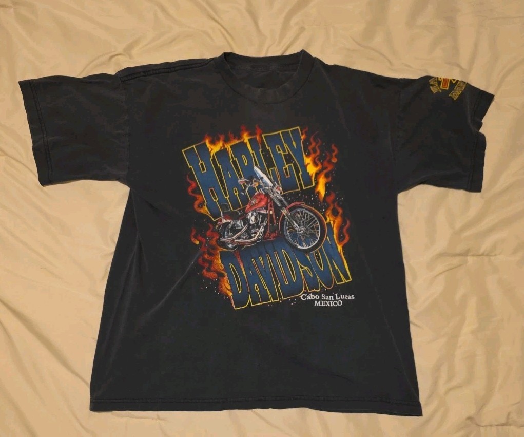 Harley-Davidson Cabo San Lucas Mexico Graphic T-Shirt Distressed Sz Large No Tag gallery