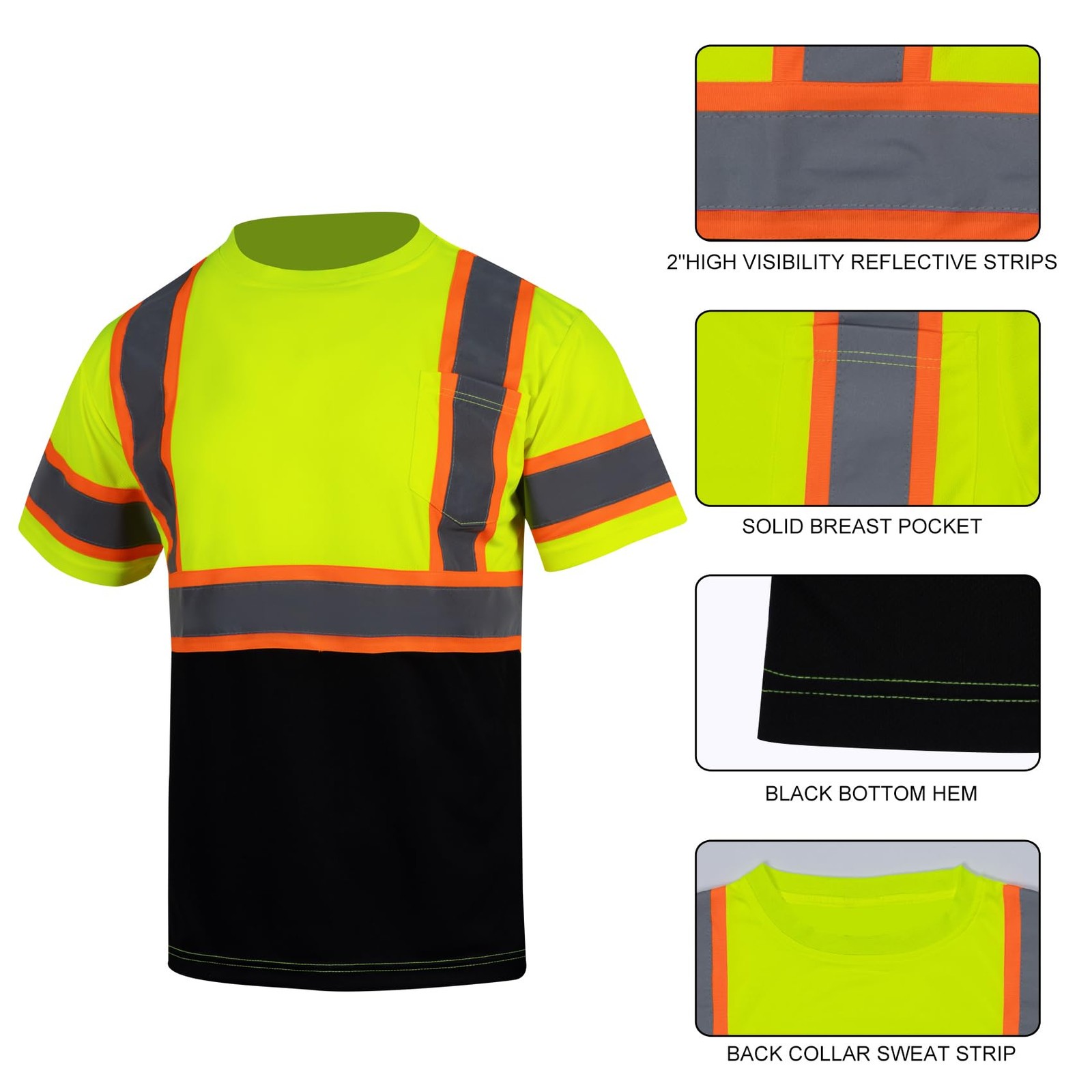 Hi Vis Reflective Safety Shirts for Men ANSI Class 3 High Visibility Construc... gallery
