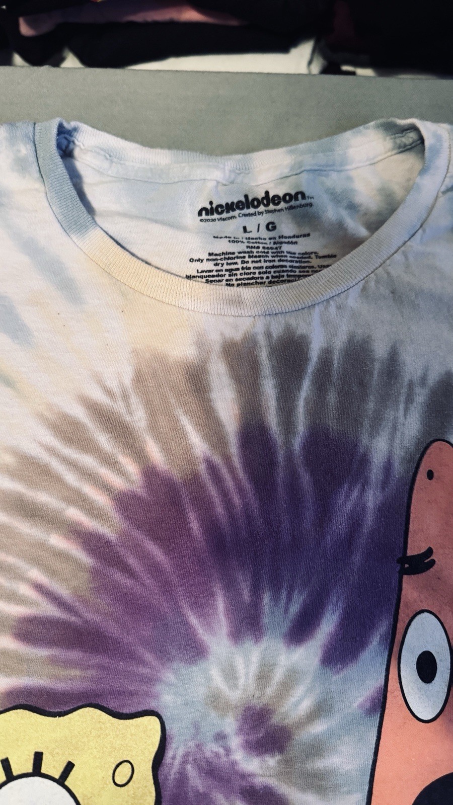 Nickelodeon SpongeBob & Patrick Tie-Dye Graphic Crew Neck T-Shirt L gallery