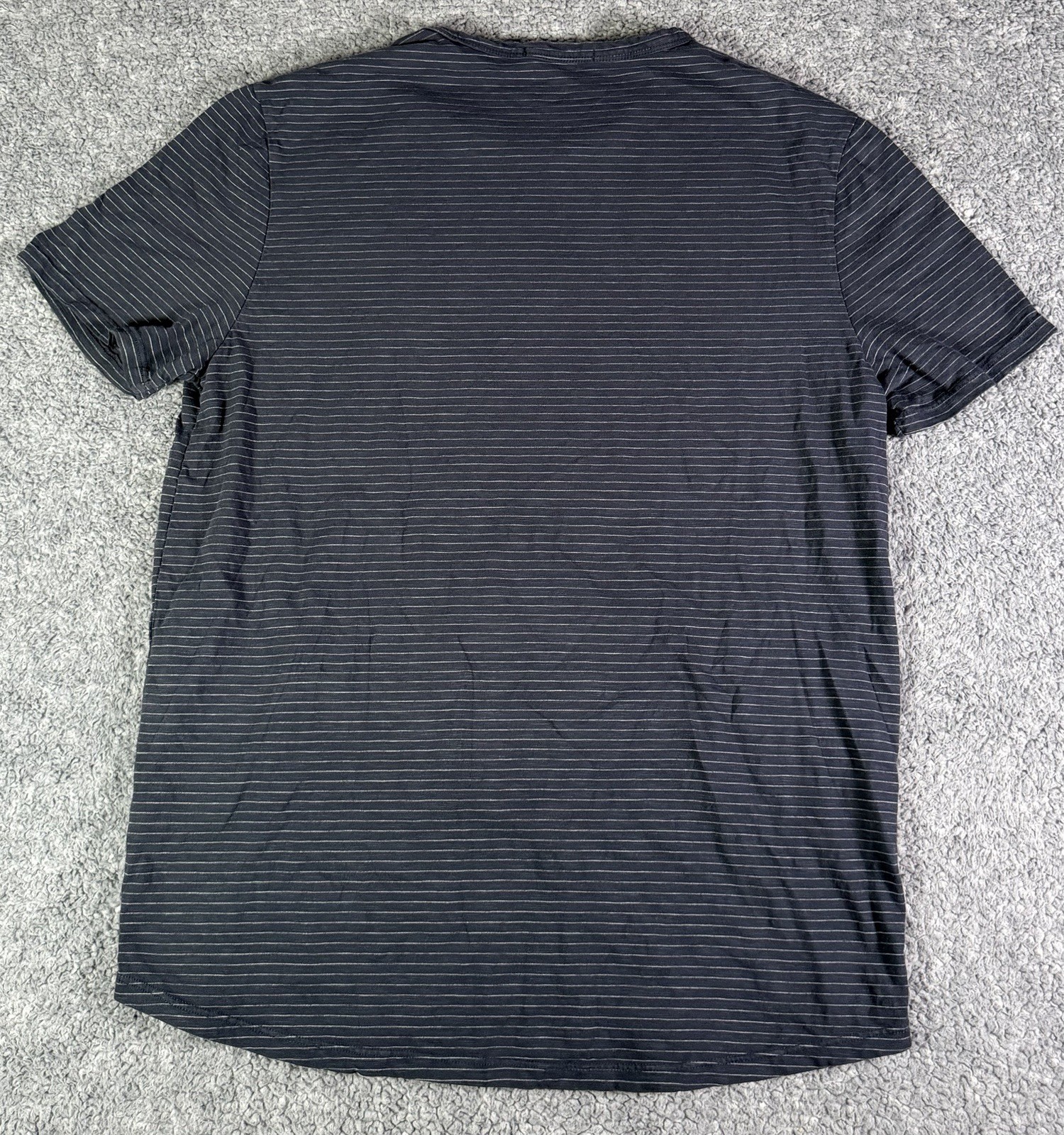 Marine Layer Men’s Small Tailored Crew Saddle Hem Stretch Blue Striped USA Made gallery