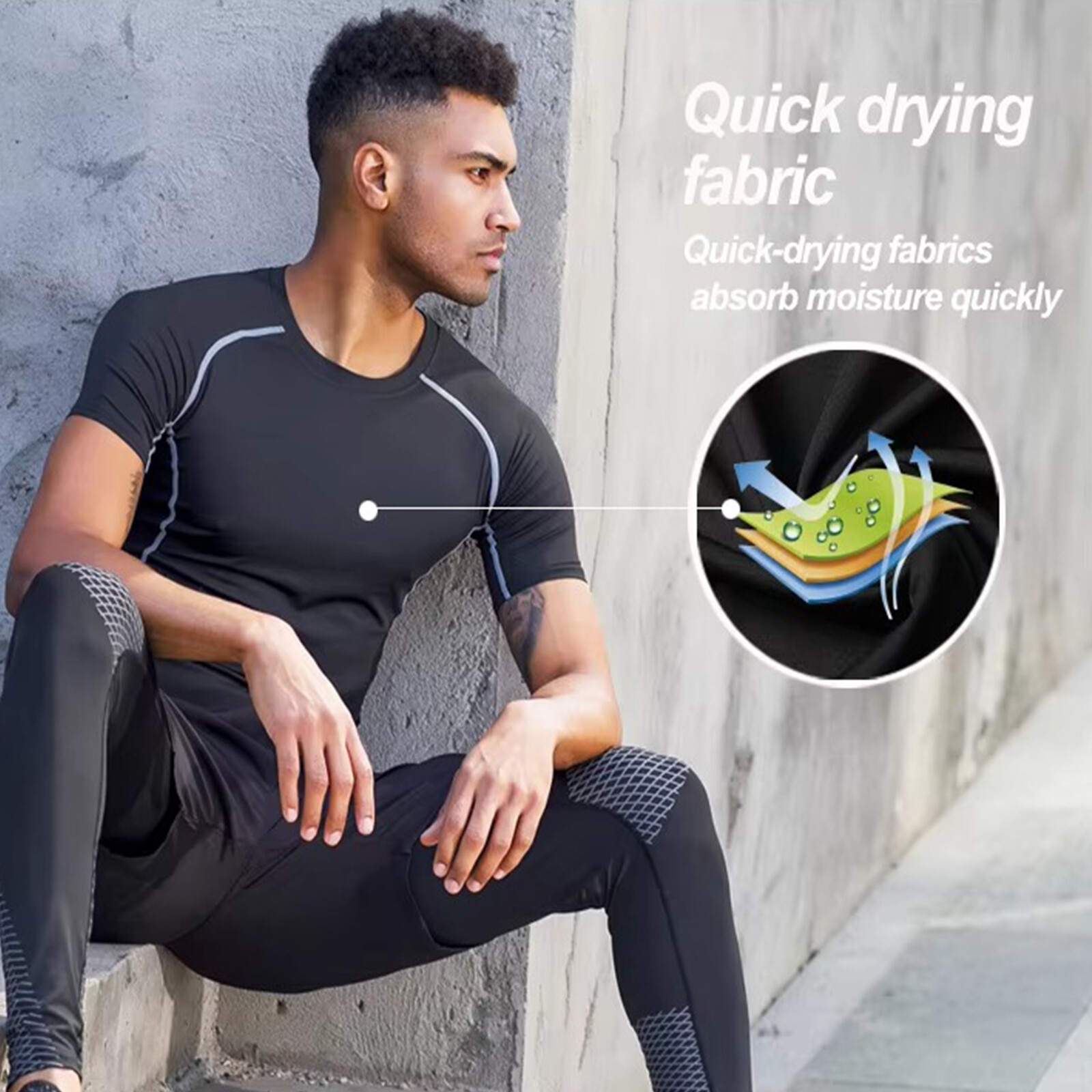 1-2Pack Men's Sports Compression Top Long Sleeve Quick Dry Running Sport T-shirt gallery