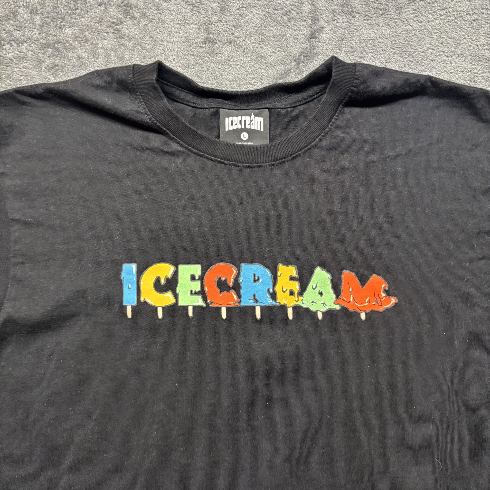 Icecream Shirt Mens Large Black Short Sleeve Hipster Drip Tee Streetwear Logo