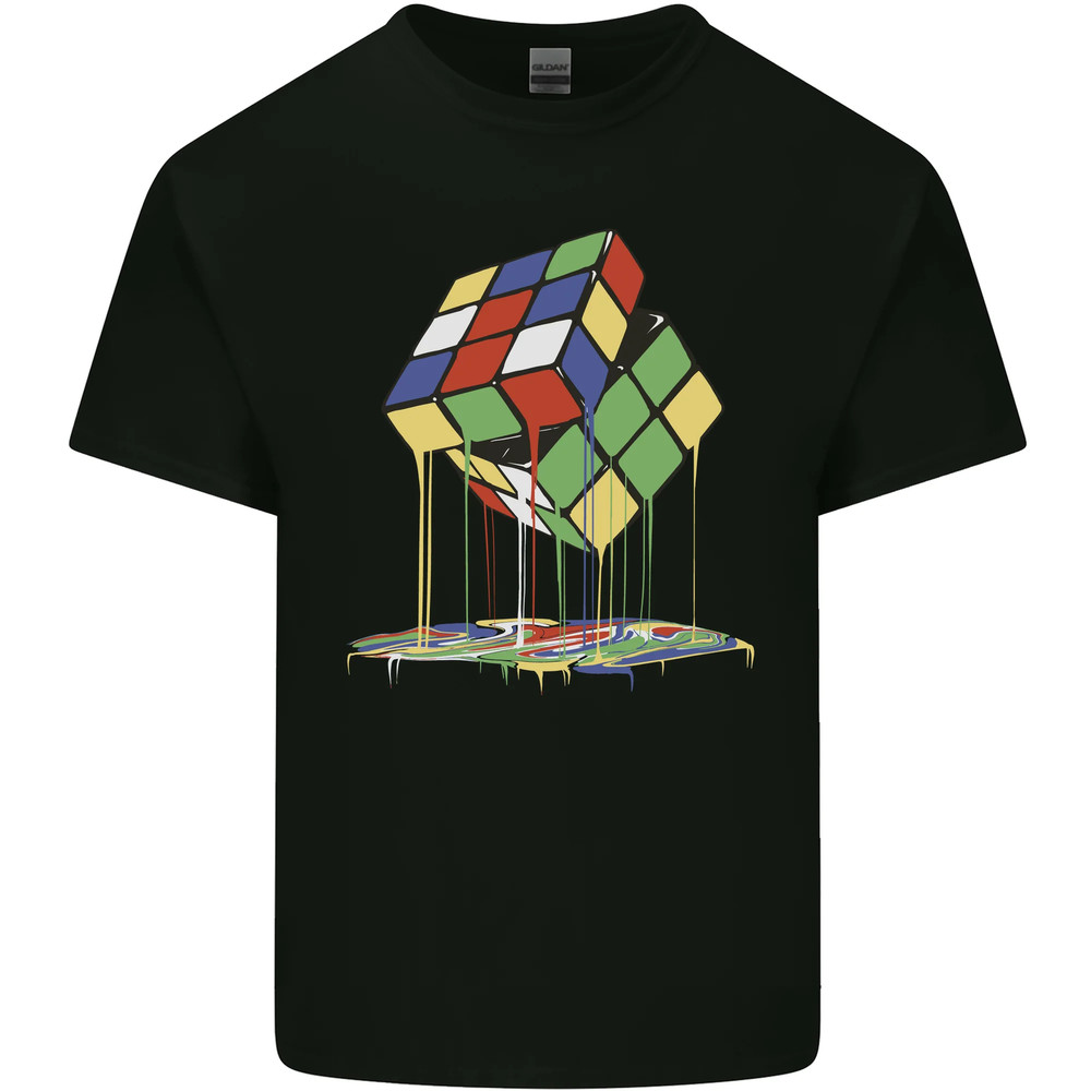 Dripping Rubix Cube Funny Puzzle Mens Cotton T-Shirt Tee Top