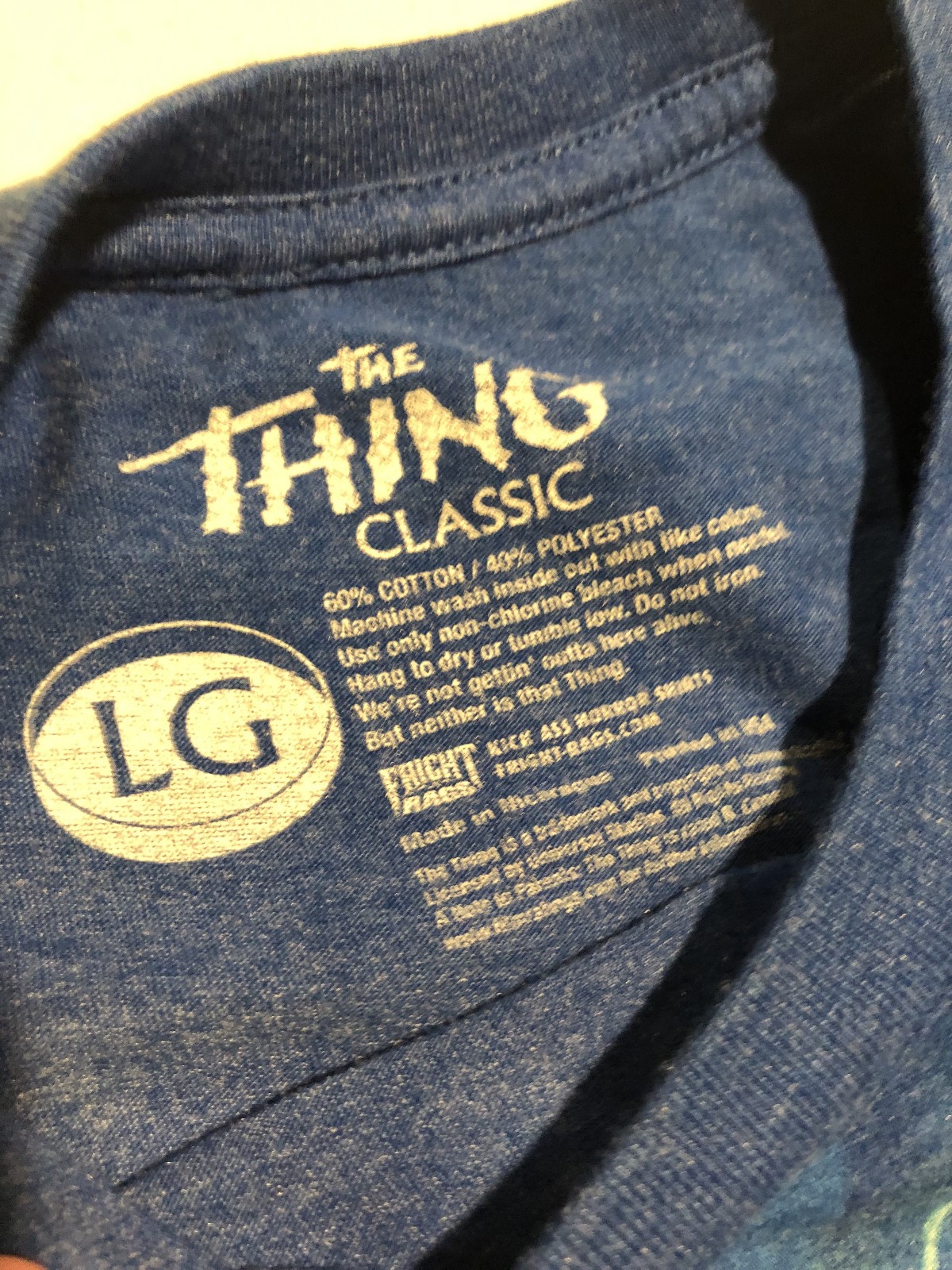 The Thing Drew Struzan graphic art size LG blue tshirt Fright Rags scifi horror gallery
