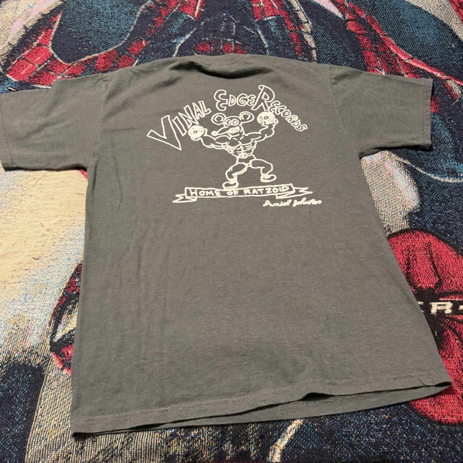 Vintage Y2K Daniel Johnston Vinal Edge Records Ratzoid Grey Shirt Men's M Music gallery