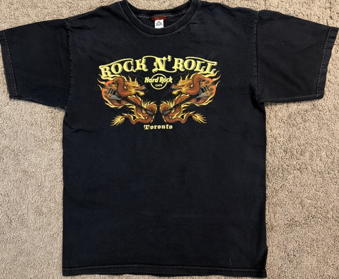 Hard Rock Cafe Toronto Rock N Roll Dragon Guitar T Shirt Black Mens Size Medium gallery