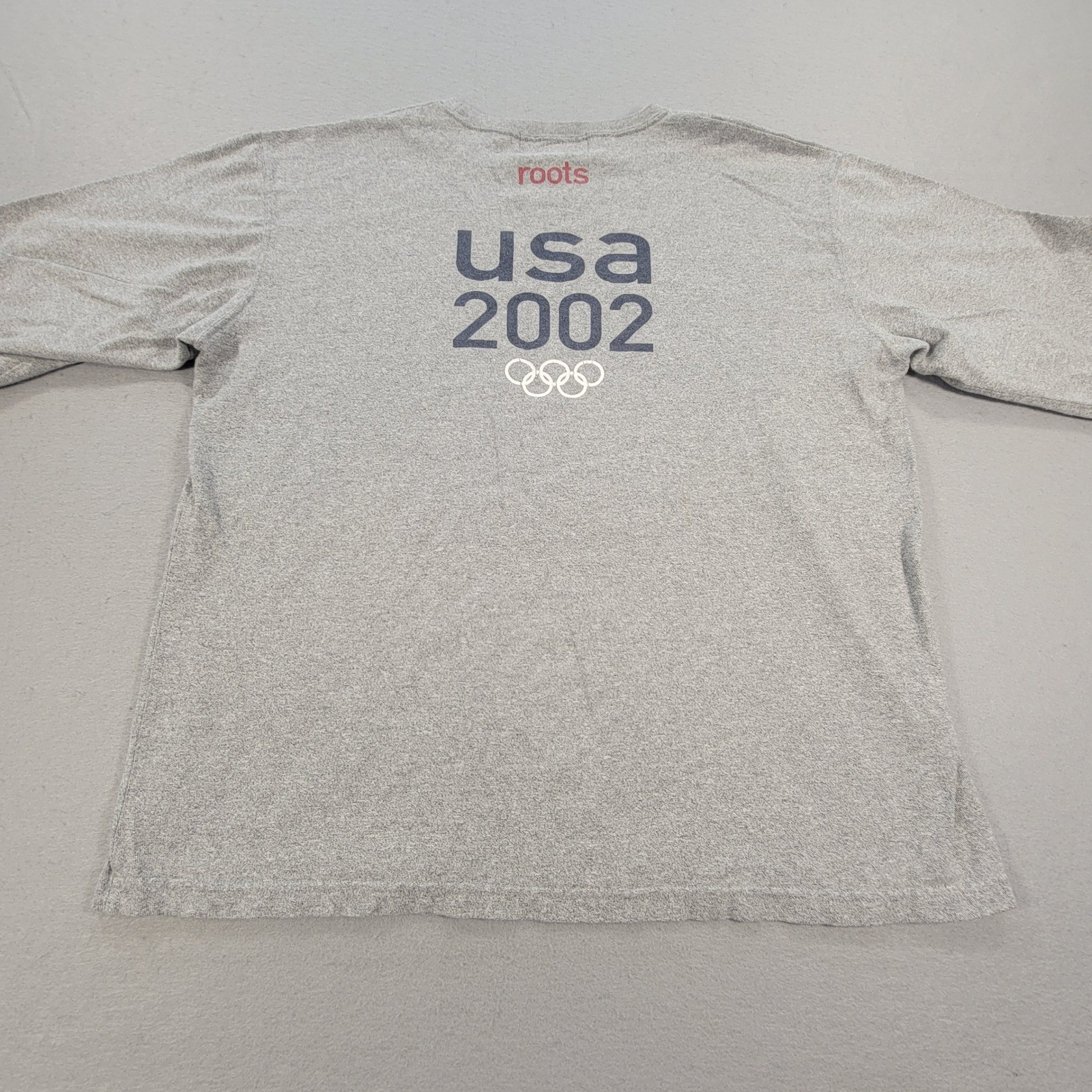 Vintage Roots USA Olympic Team 2002 T Shirt Gray Logo Graphic Cut Sleeve Mens XL gallery