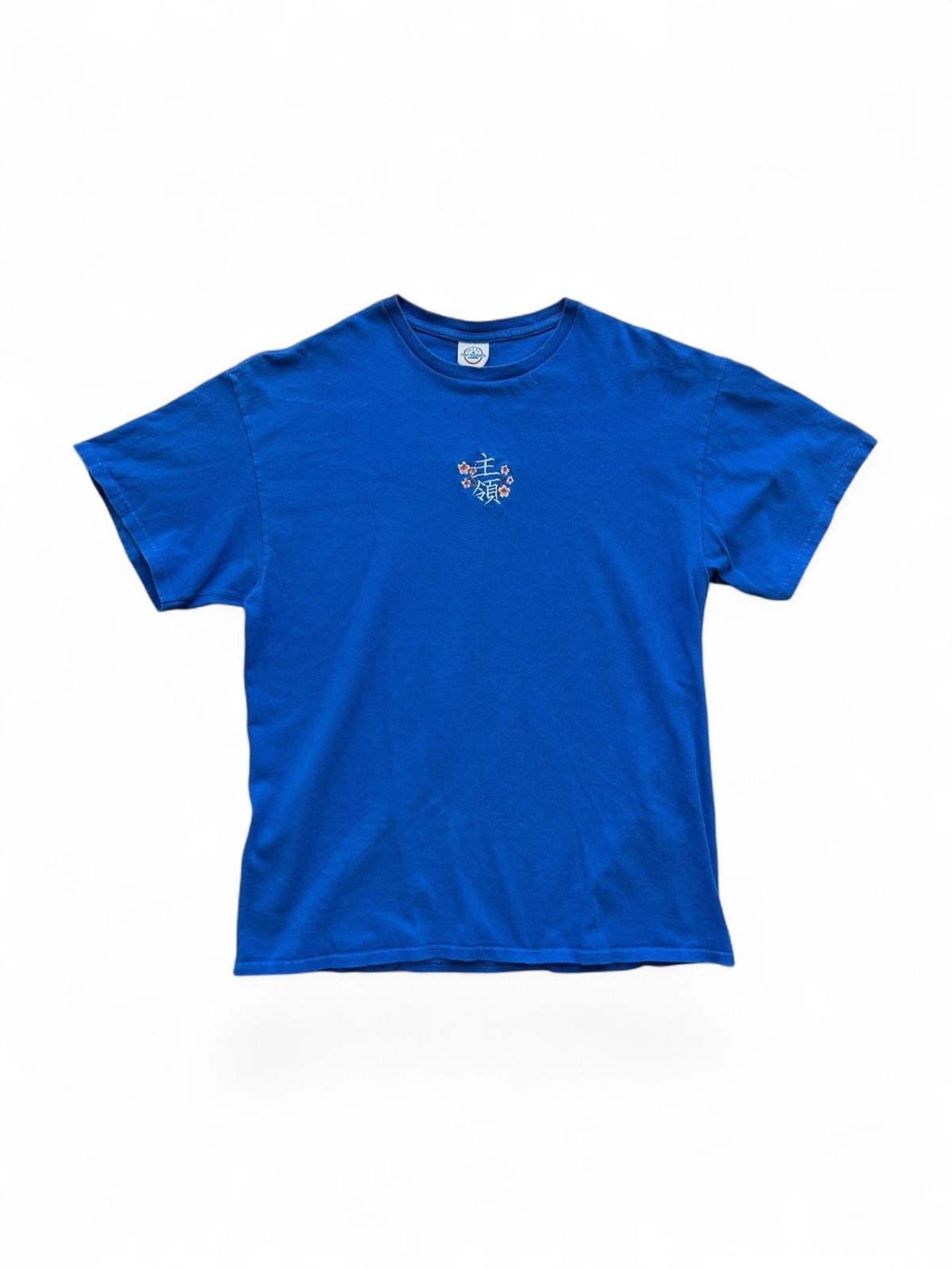 Delta Pro Weight Embroidered Cherry Blossom Graphic T-Shirt Blue