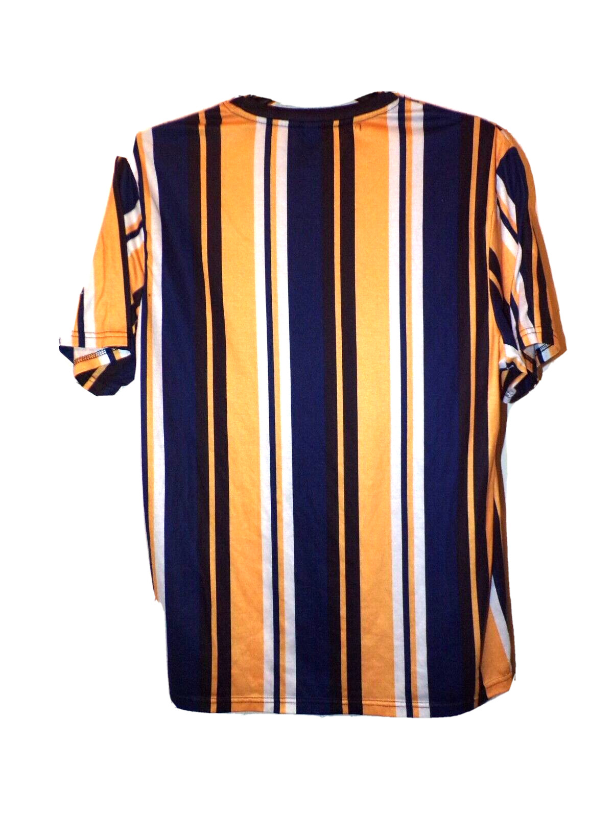 Shein Large Striped yellow, blue white Men stretch tee shirt Sz L MR gallery