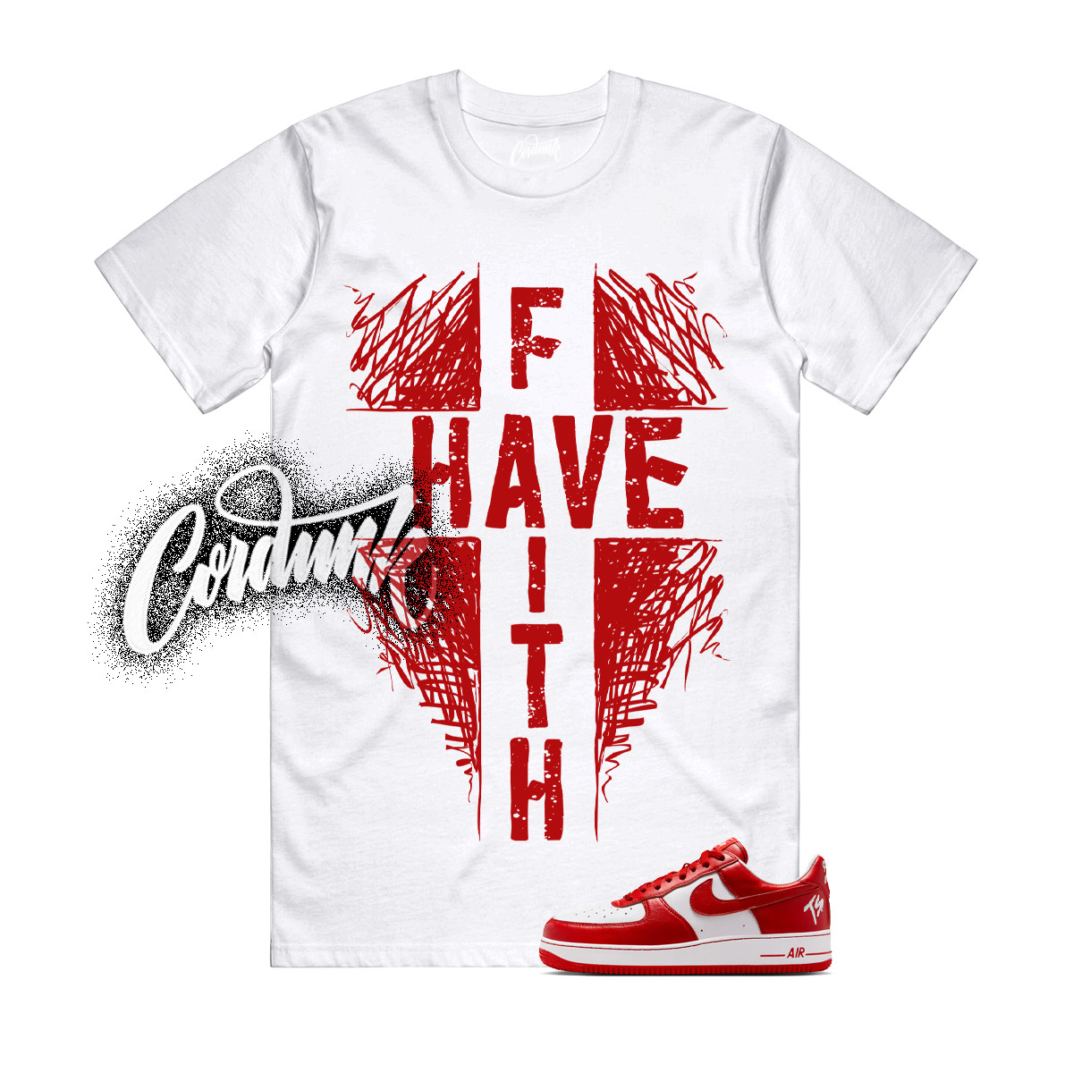 Air Force 1 Terror Squad White University Red T Shirt Match F2