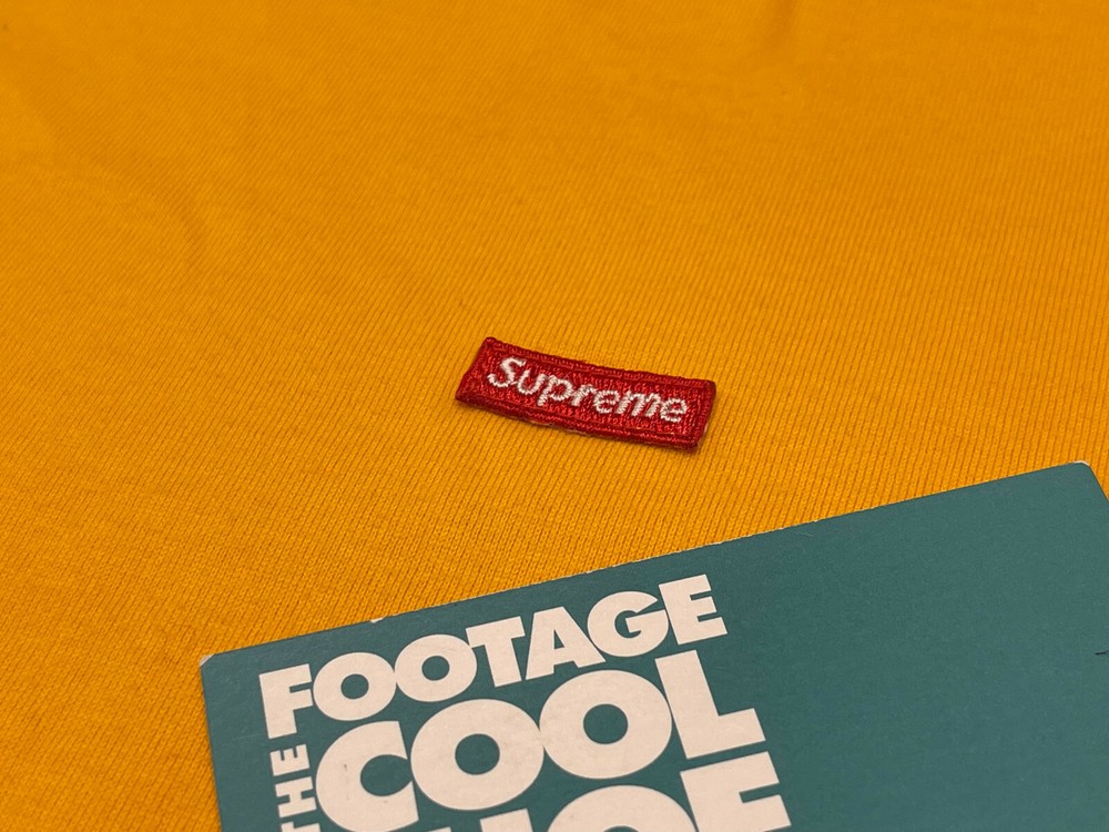 2016 SS16 SUPREME MINI SMALL BOX LOGO TEE SHIRT GOLD YELLOW RED MEDIUM M
