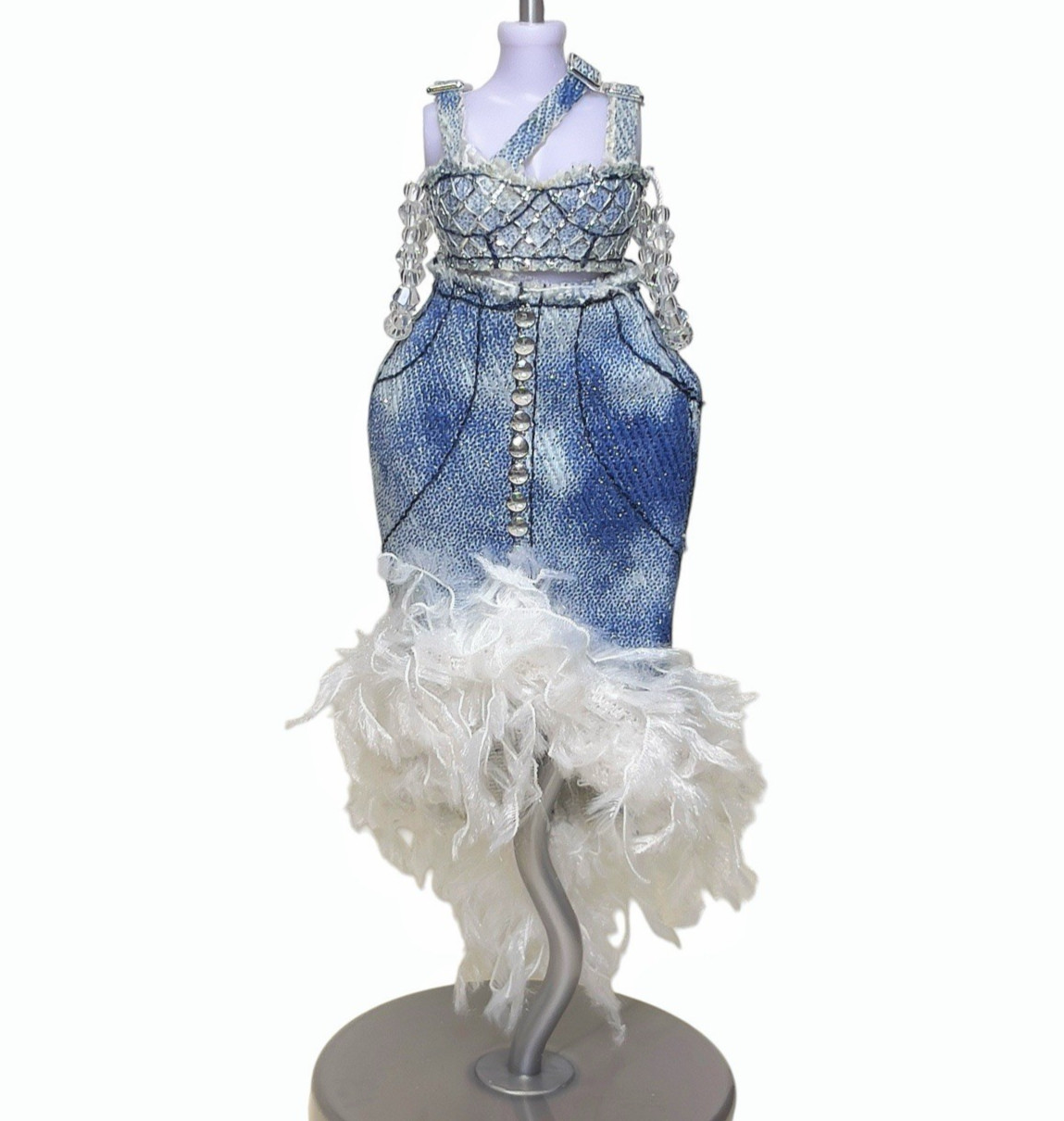 Lol Omg Fashion Show Lady Braids Doll Denim Feather Outfit Crystal Top Skirt