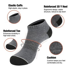 Men’s Black Ankle Socks 10 Pack Low Cut Athletic Size 613