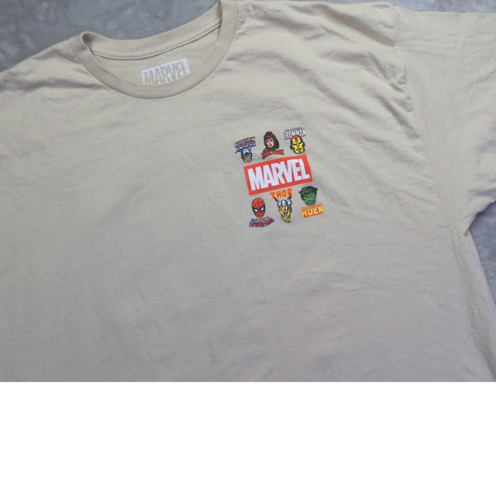 Marvel Comics Avengers Graphic T-Shirt Men's 2XL Beige Sand Superhero Crew Neck gallery