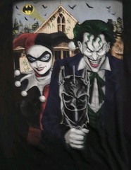 Batman Harley Joker Graphic Tee Large 100% Cotton Collab Art Comic Villains Larg