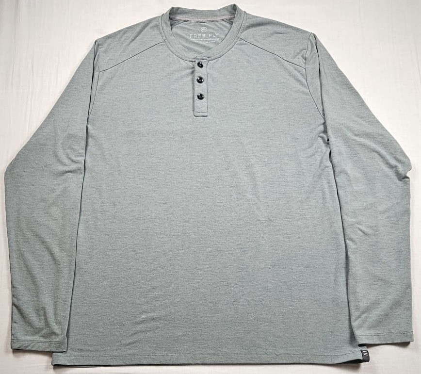 Free Fly Mens Shirt Gray Bamboo Rayon Henley No Collar Pullover Semi Thick Glide gallery