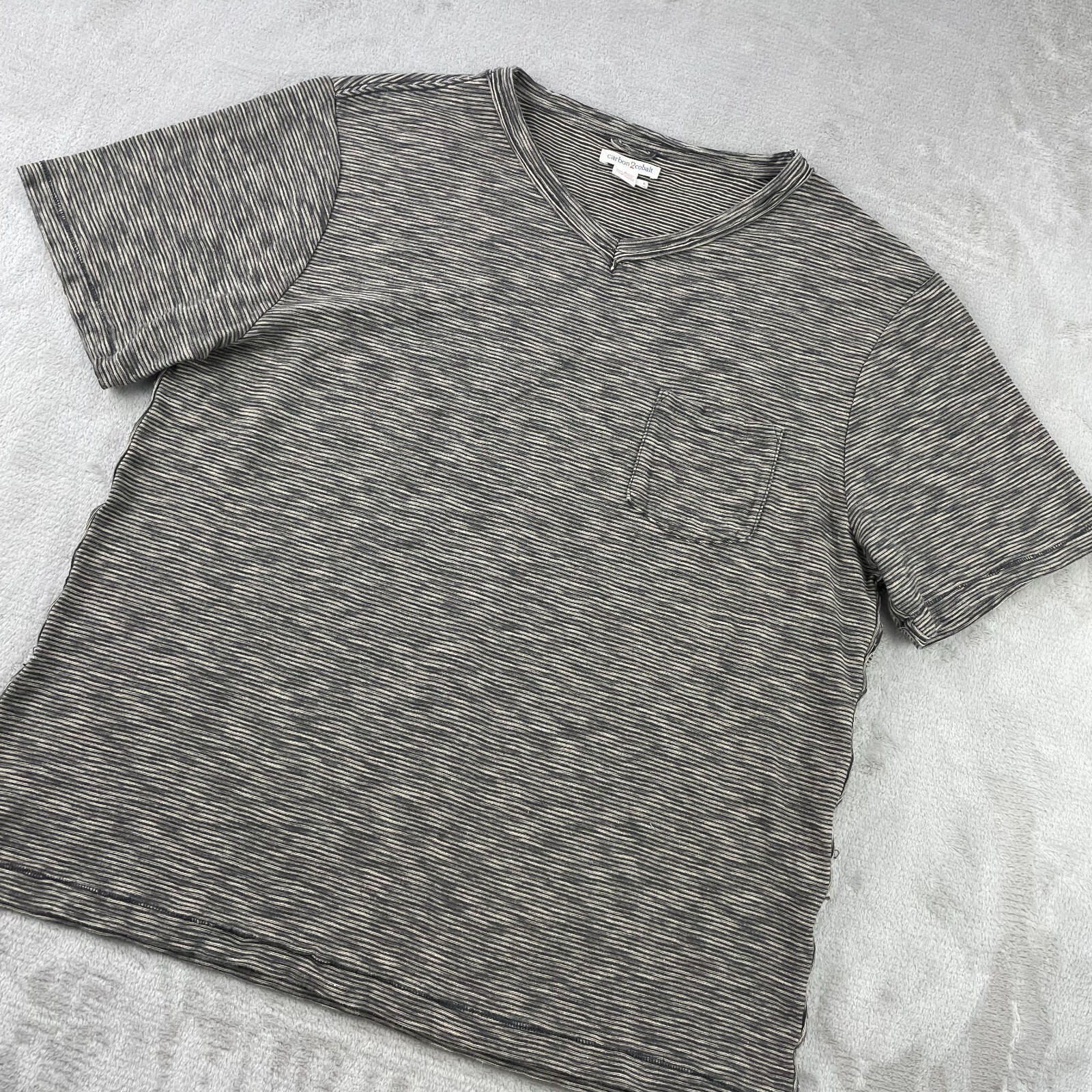 Carbon 2 Cobalt Pocket T Shirt Men Large Brown Striped V Neck Short Sleeve gallery