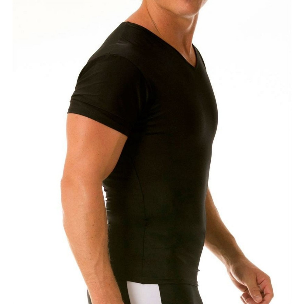 Insta Slim Men’s Compression Short Sleeve V-Neck Shirt VS0001 Black