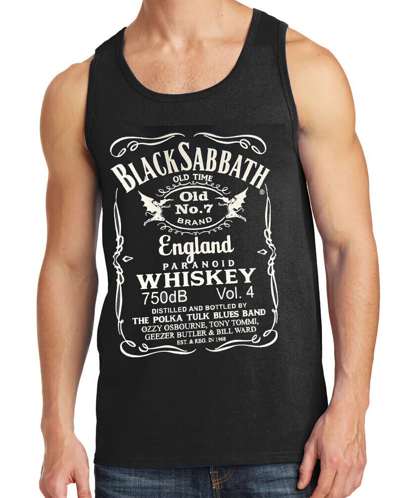 BLACK SABBATH WHISKEY Rock Band Black Tank Top Men’s Sizes