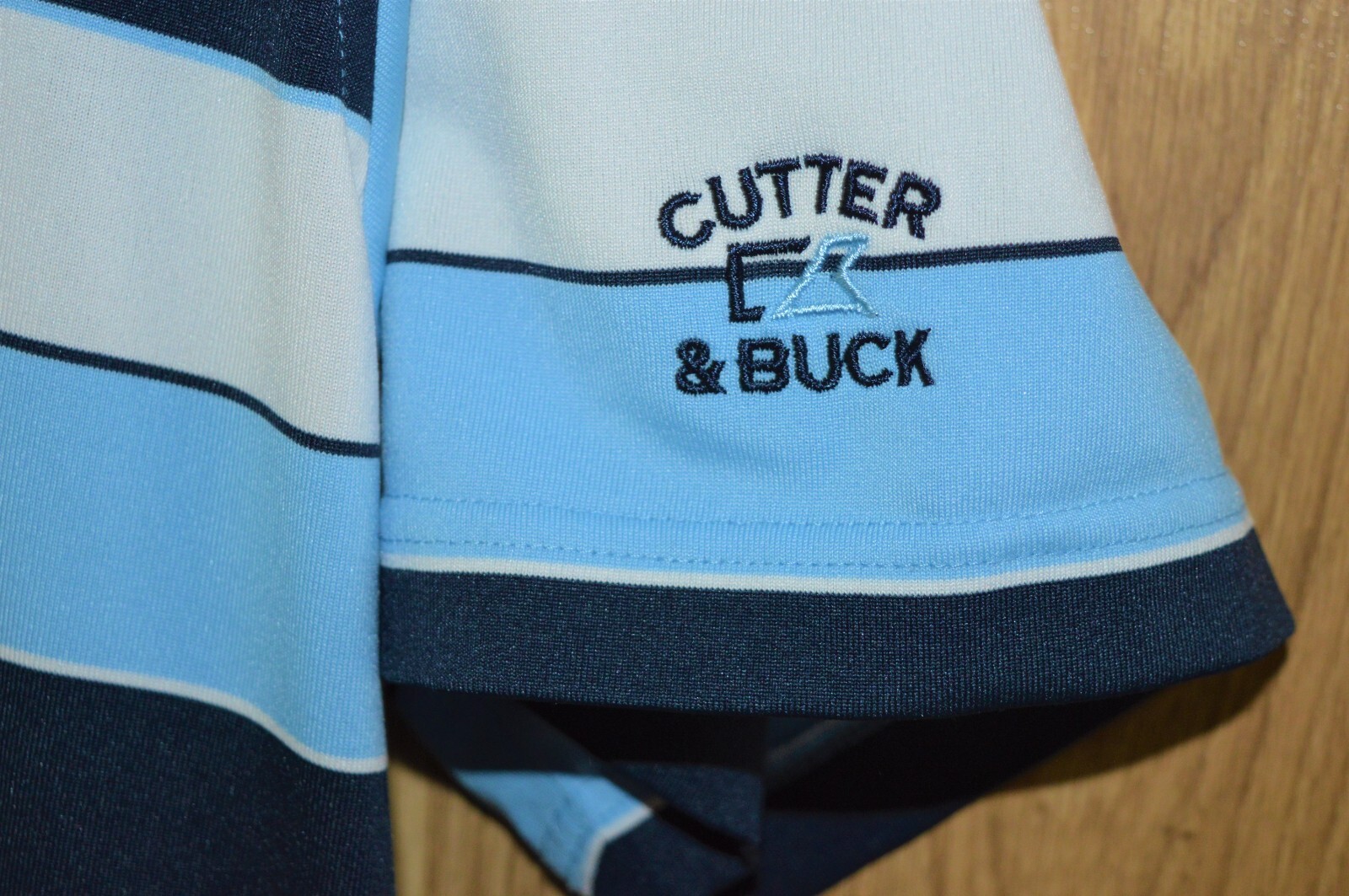 Cutter & Buck Striped Golf Polo Shirt Polyester Spandex - Large L gallery
