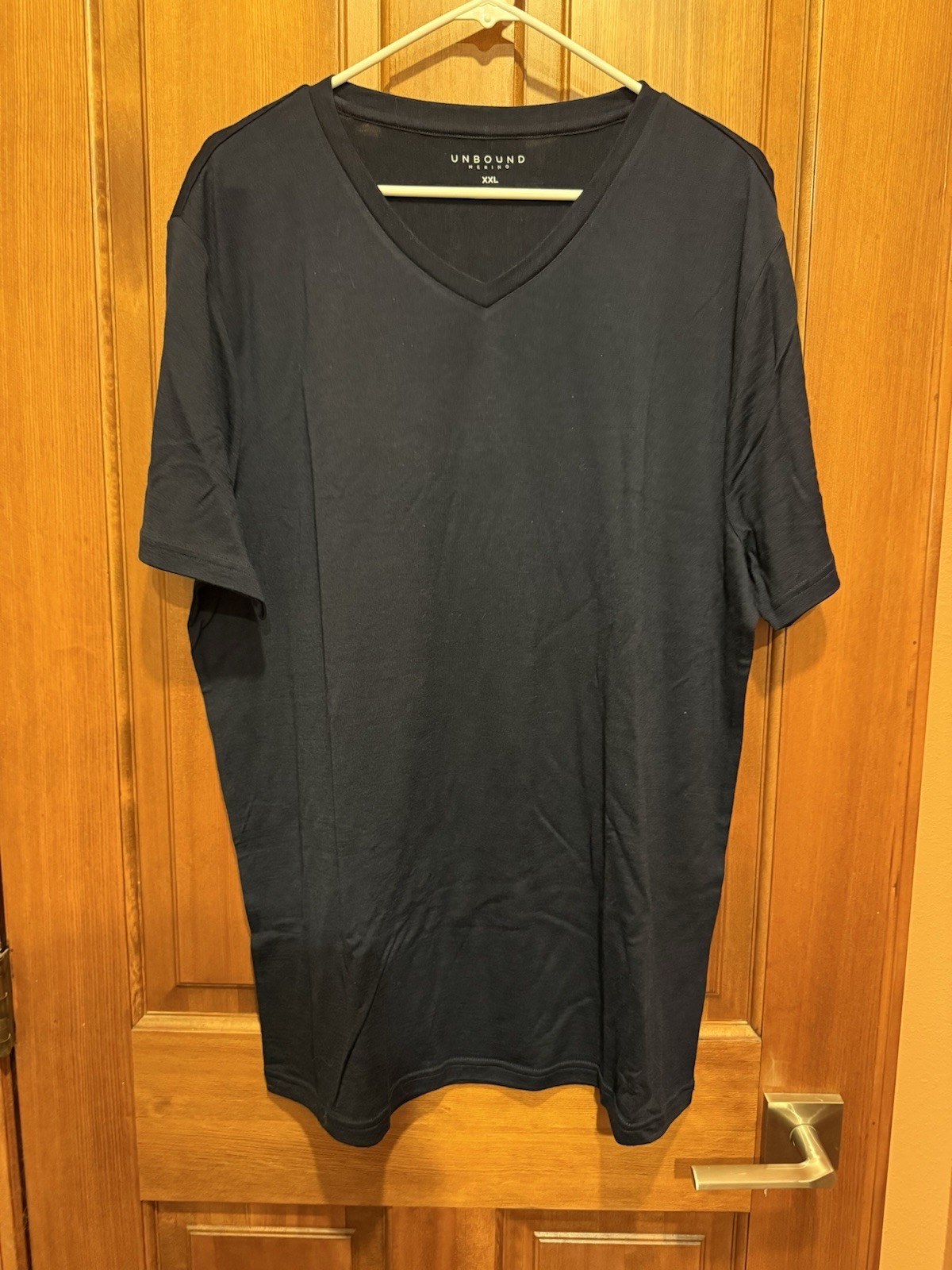 NEW! Unbound Merino Men’s XXL 2X 2XL Navy Blue V-Neck T-Shirt Wool Short Sleeve