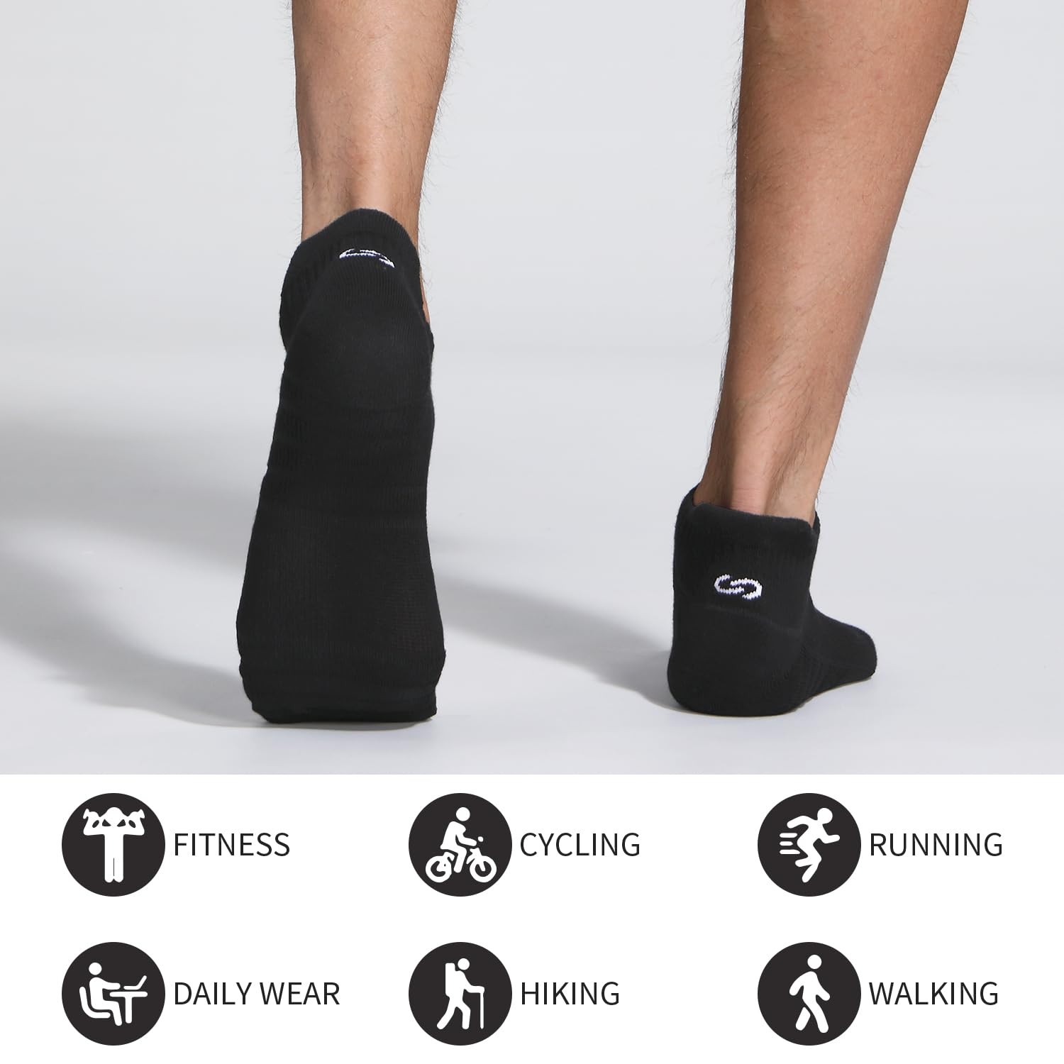 Running Cushioned Socks Black Ankle Socks for Men Women Breathable 6Pairs Bla... gallery
