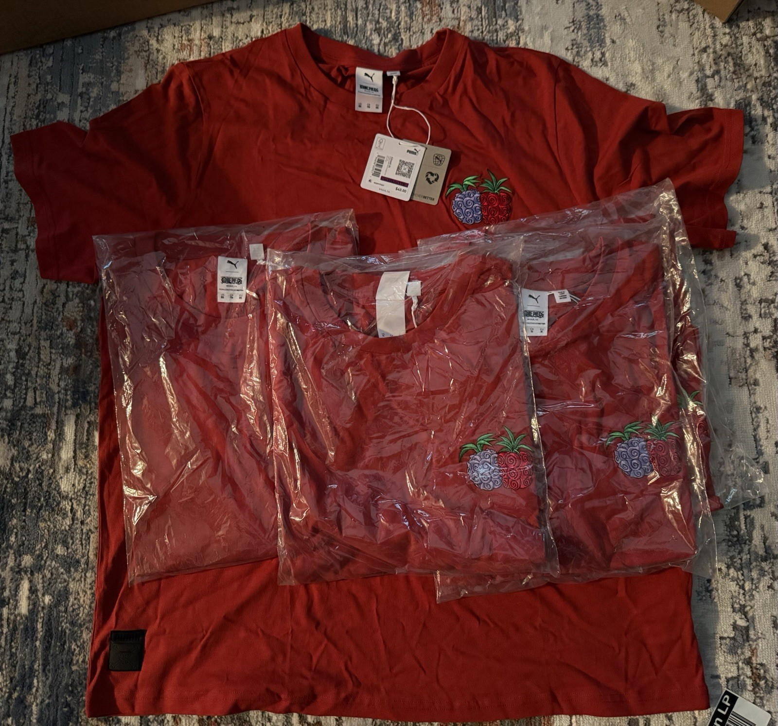 PUMA x One Piece Graphic Tee Red XL Luffy Nami Embroidered Cotton Men’s Anime