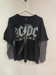 Rockware ACDC Back in Black Fits Adult S Long Sleeve Thermal Cottton Tshirt NICE
