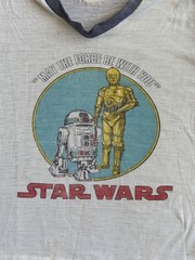 Vintage 1977 Star Wars May The Force Be With You Ringer Tee Womens M Mens S