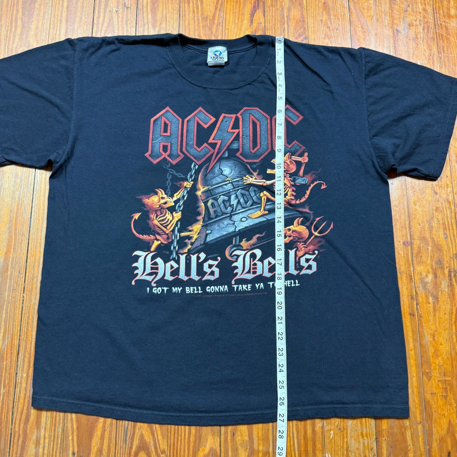 Vintage ACDC Shirt Mens Size XL Black Liquid Blue Hell's Bells 2007 gallery