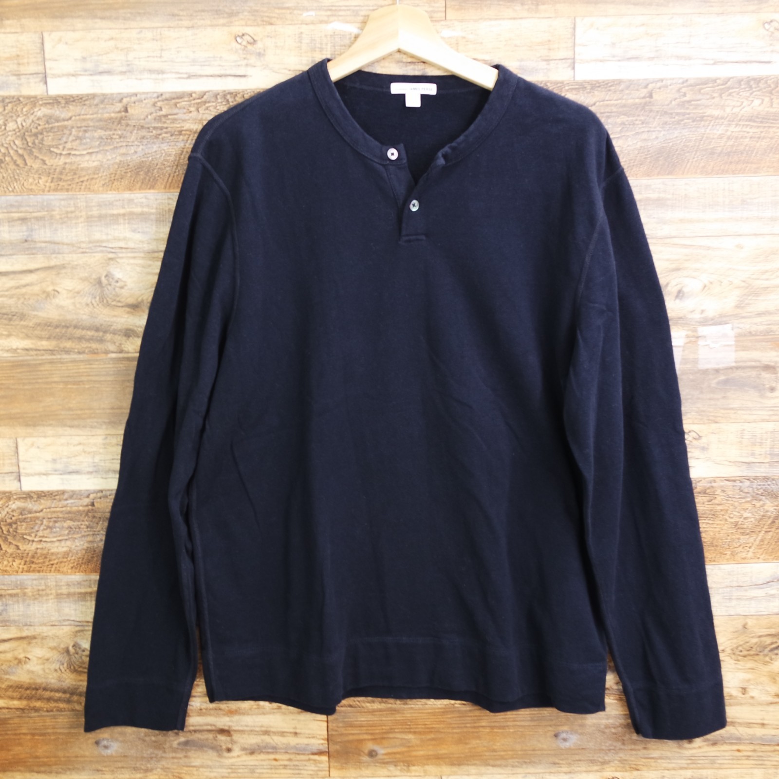 Standard James Perse Henley Shirt Mens 3 US Large Dark Navy Cotton Thick Fabric gallery