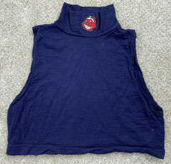VTG Rawlings Mock Neck Crop Sleeveless Shirt Mens Large Blue Indians Wahoo 1980s