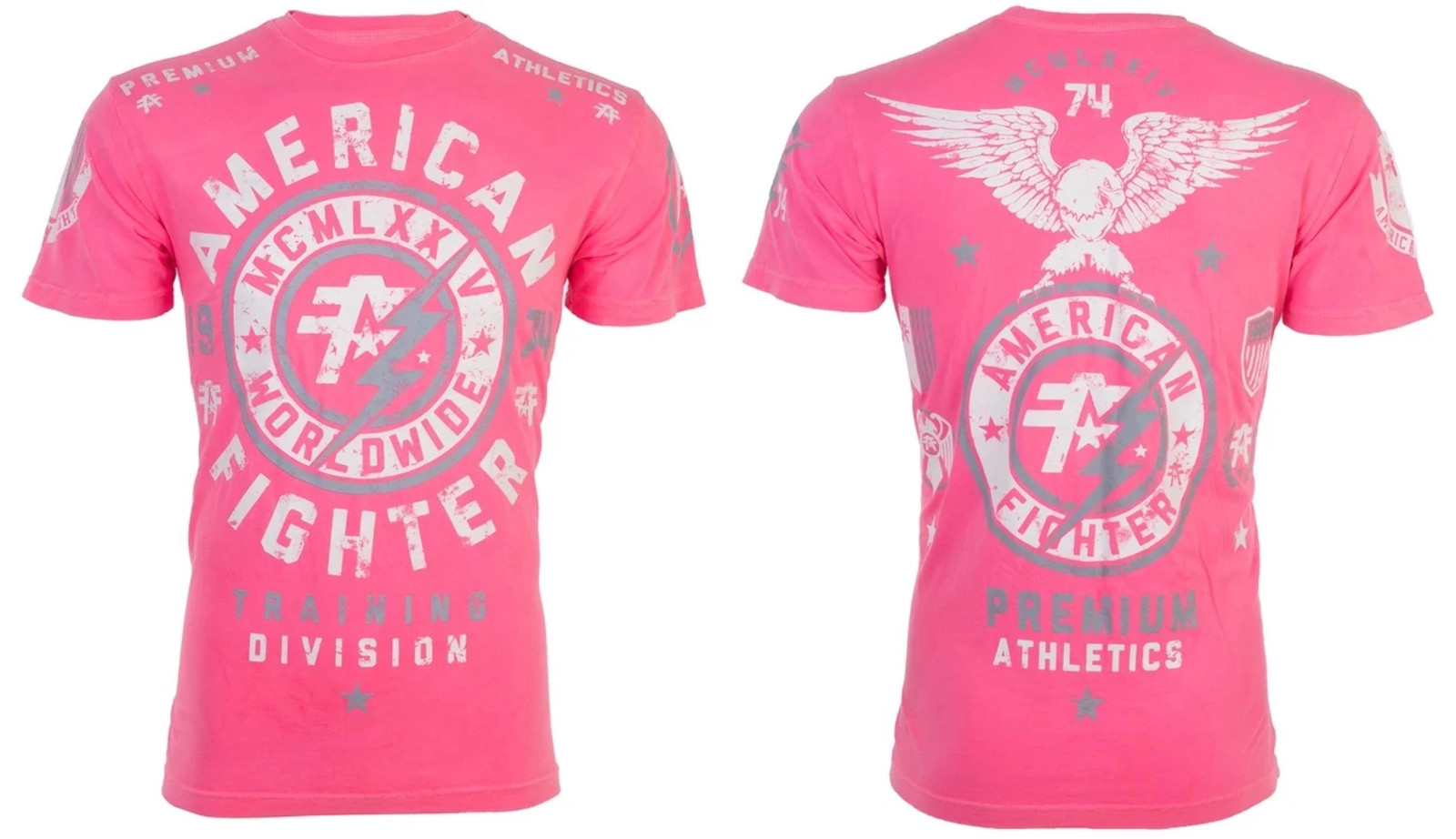 AMERICAN FIGHTER Men's T-Shirt MADISON Athletic Biker GYM Pink MMA gallery