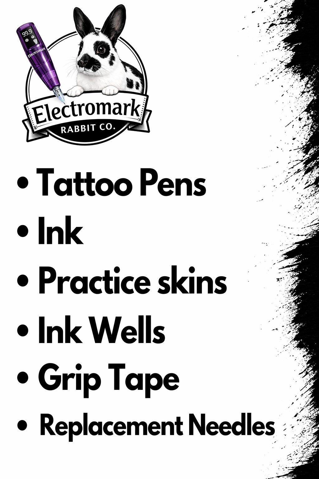 Electromark Rechargeable Adjustable Digital Display Rabbit Tattoo Pen Kit.