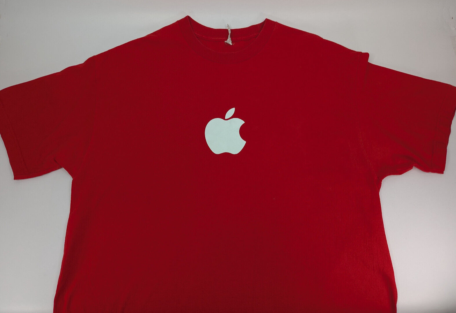 Apple Store Employee Shirt Mens XL Red Coding Apple Logo Technology Code gallery