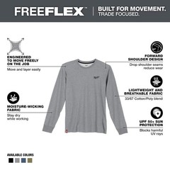 Milwaukee Men’s Large Gray Cotton/Polyester Long-Sleeve Hybrid Work T-Shirt
