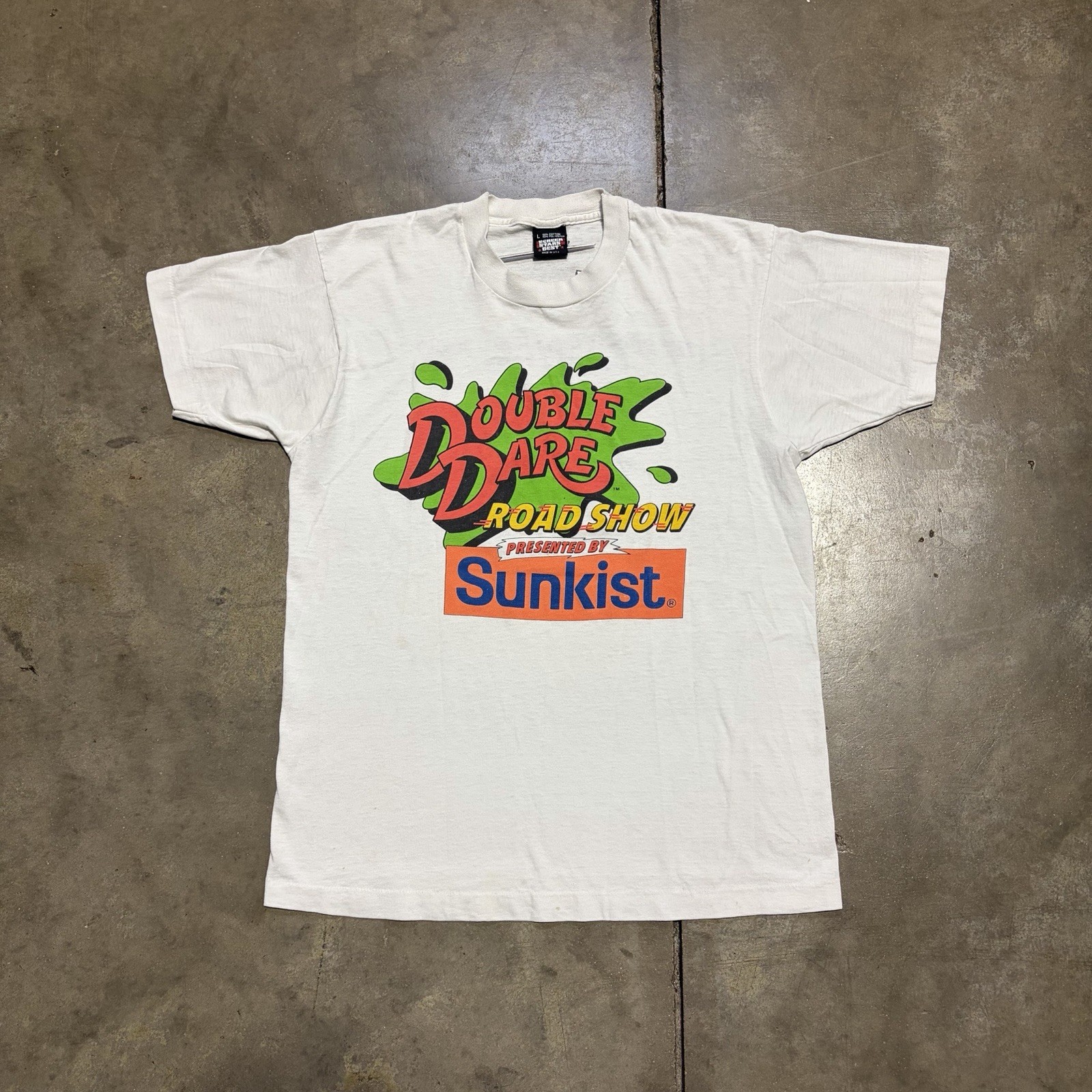 Vintage Nickelodeon Double Dare T Shirt L Live Tour Road Show Sunkist Promo 90s