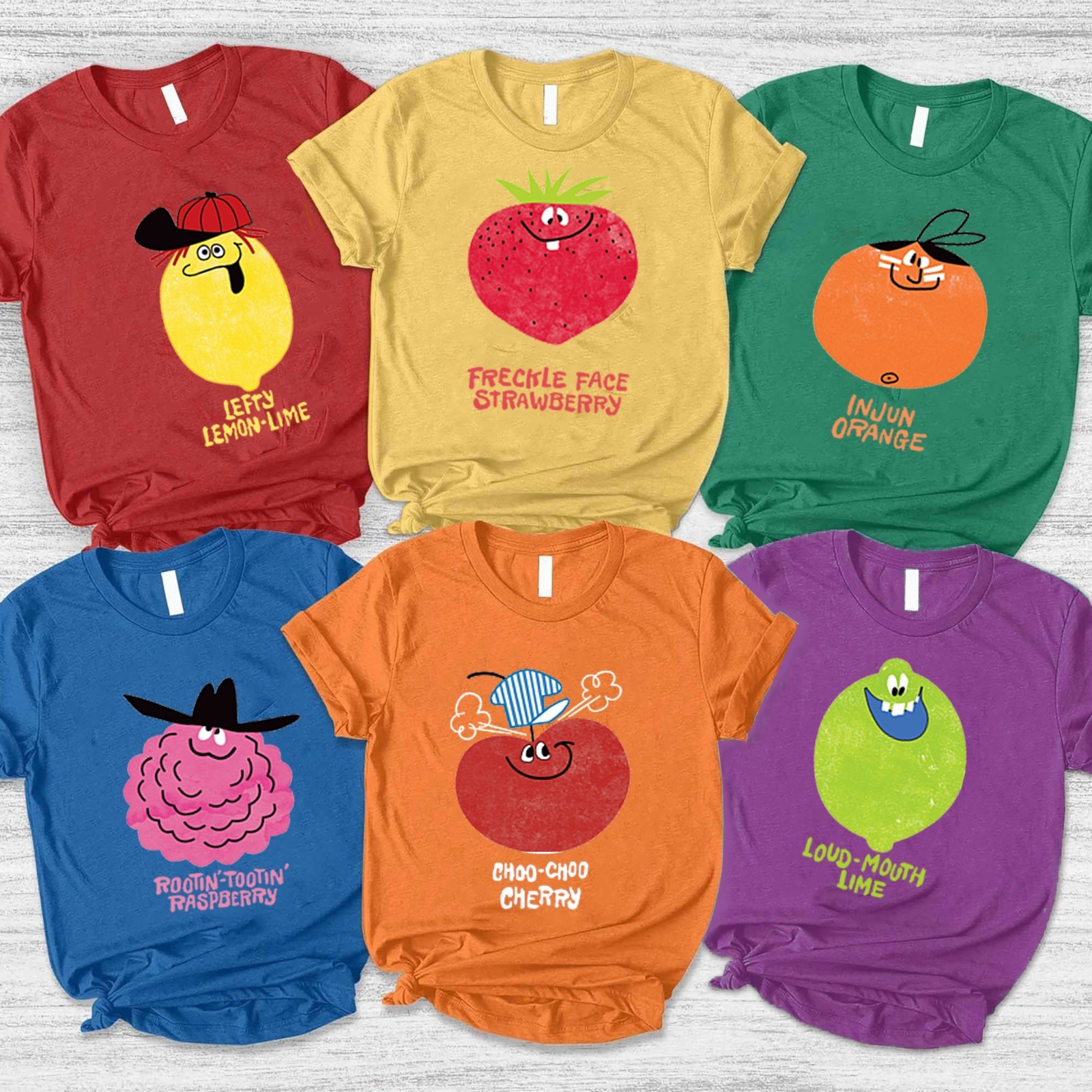 Funny Face Drink Mix Matching Tee, Vintage 60s Drink Mix Characters T-shirts