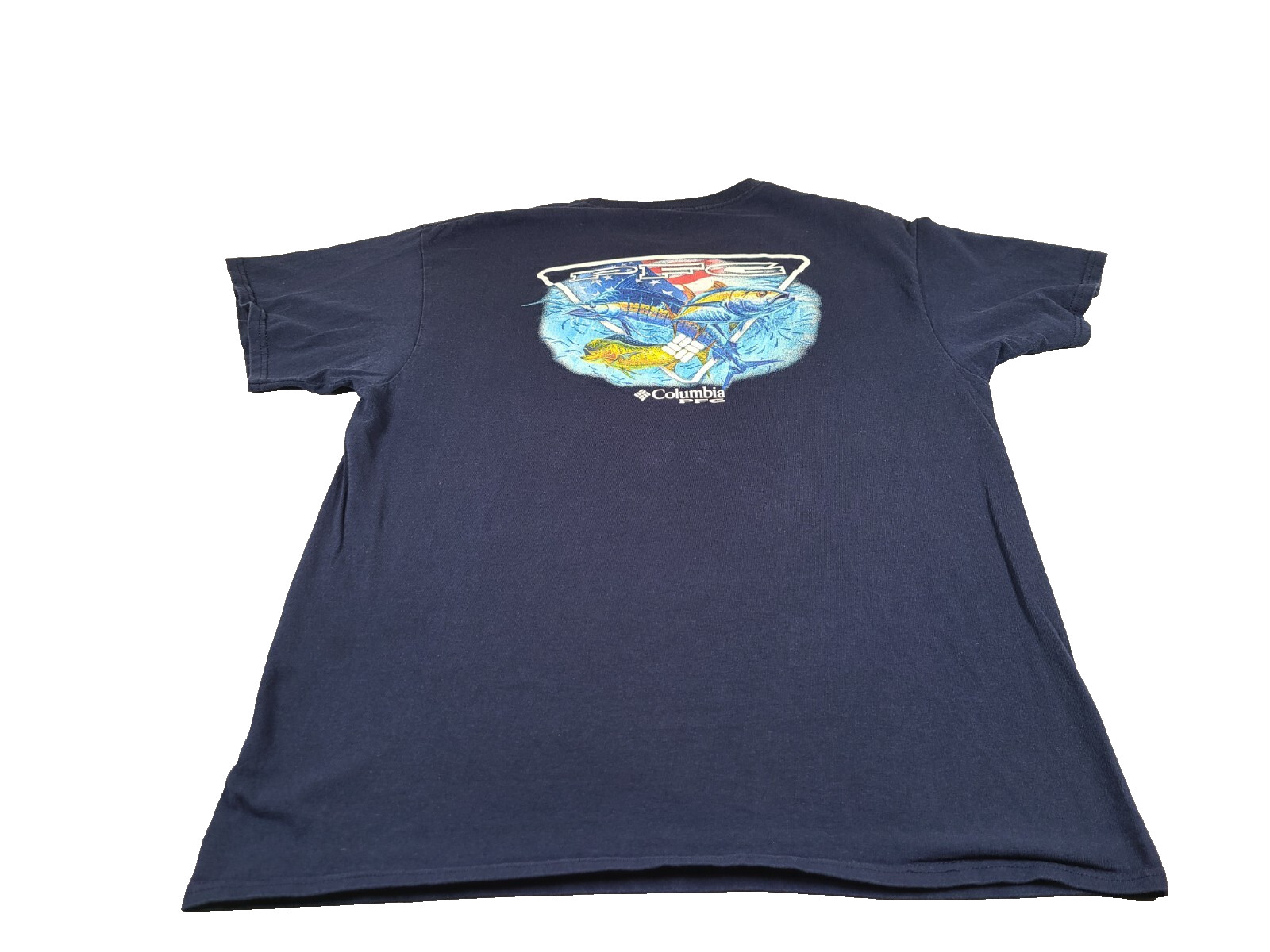 Columbia PFG Shirt Mens Large Blue Marlin Tuna Fishing Outdoor Gear Sportswear gallery