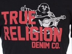 $69 TRUE RELIGION Black BUDDHA APPROVED Short Sleeve Designer Graphic T-shirt