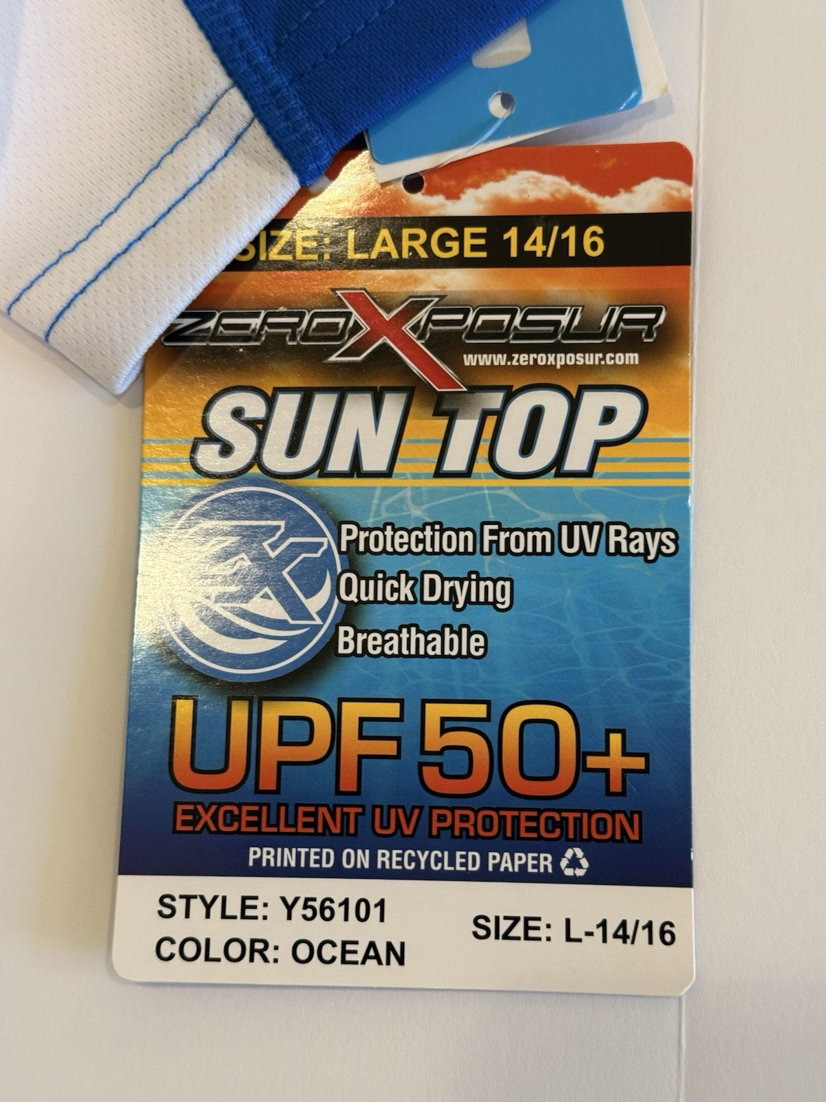 ZeroXposur youth L-14/16 blue T-shirt UPF 50+ Shirt gallery