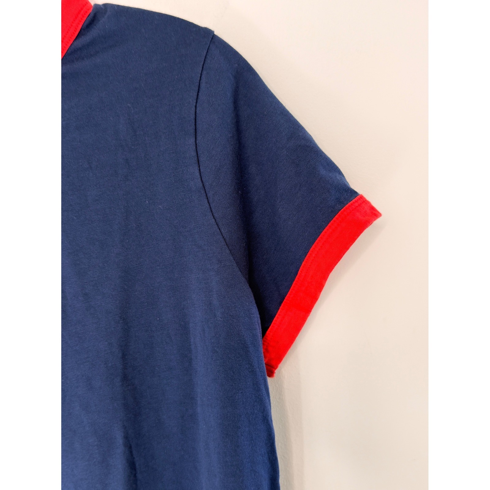Evereve Ever Ringer Tee Shirt Navy Red Short Sleeve Casual Classic Medium gallery