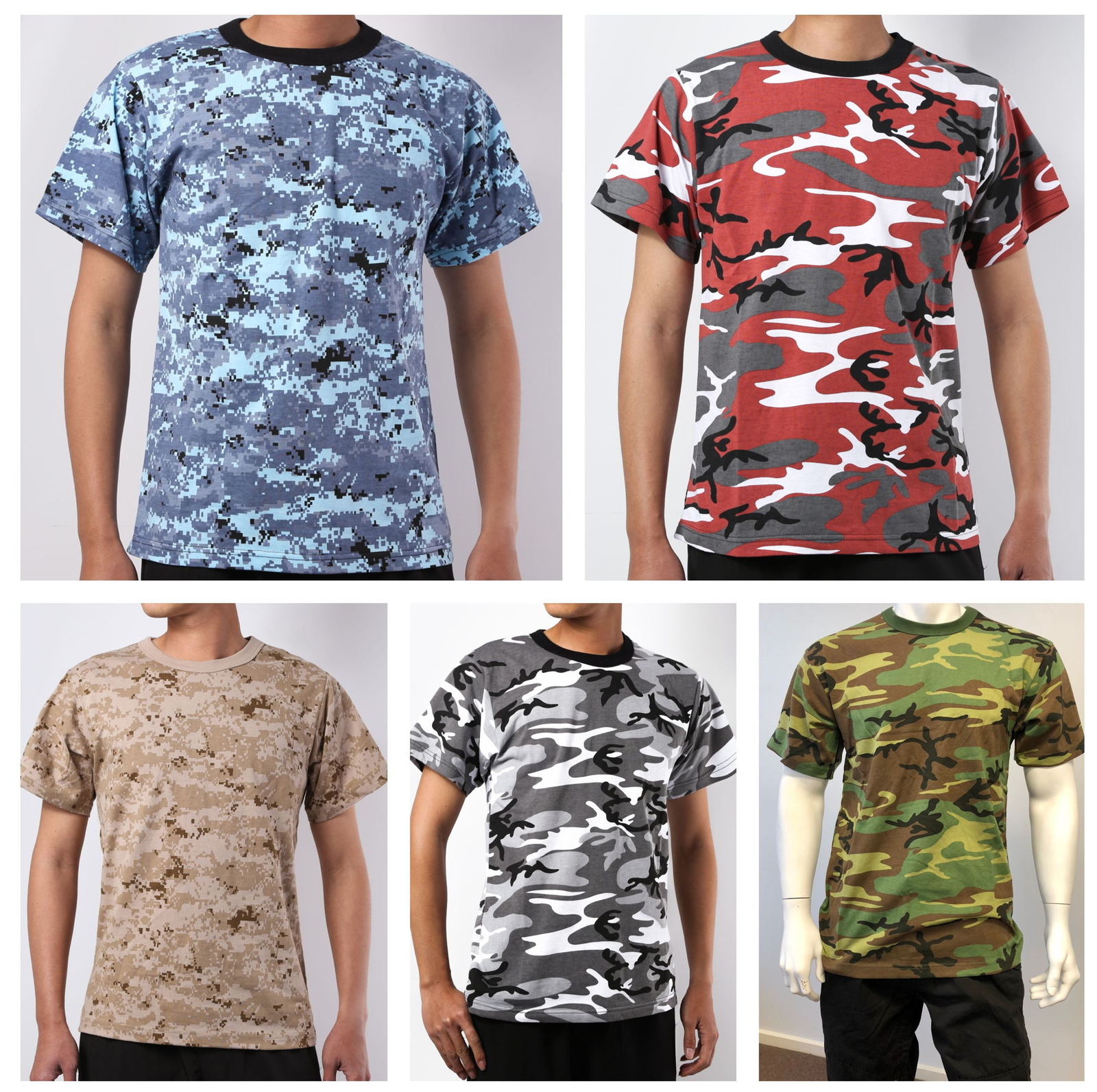 Mens Army Military Style Gym Training Running Outdoor Boot Camp Camo T-shirt Tee gallery