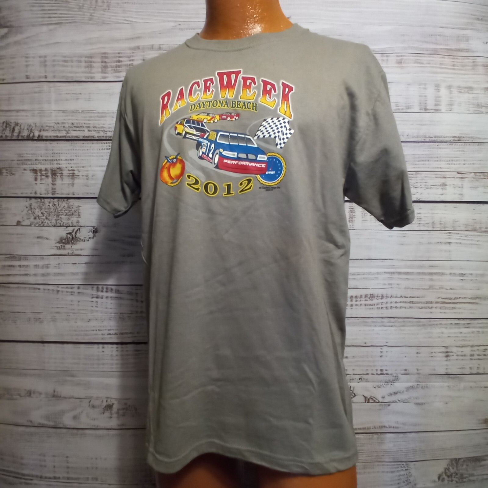 Race Week T Shirt Mens M Beige Daytona Beach 2012 Nascar Racing Motorsports