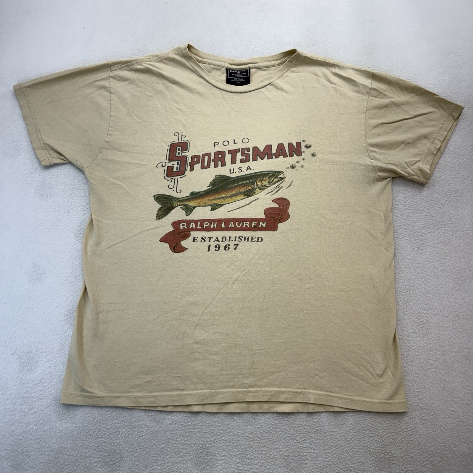 90s Ralph Lauren Polo Sportsman Trout Fishing VTG T-Shirt Medium Made In USA gallery