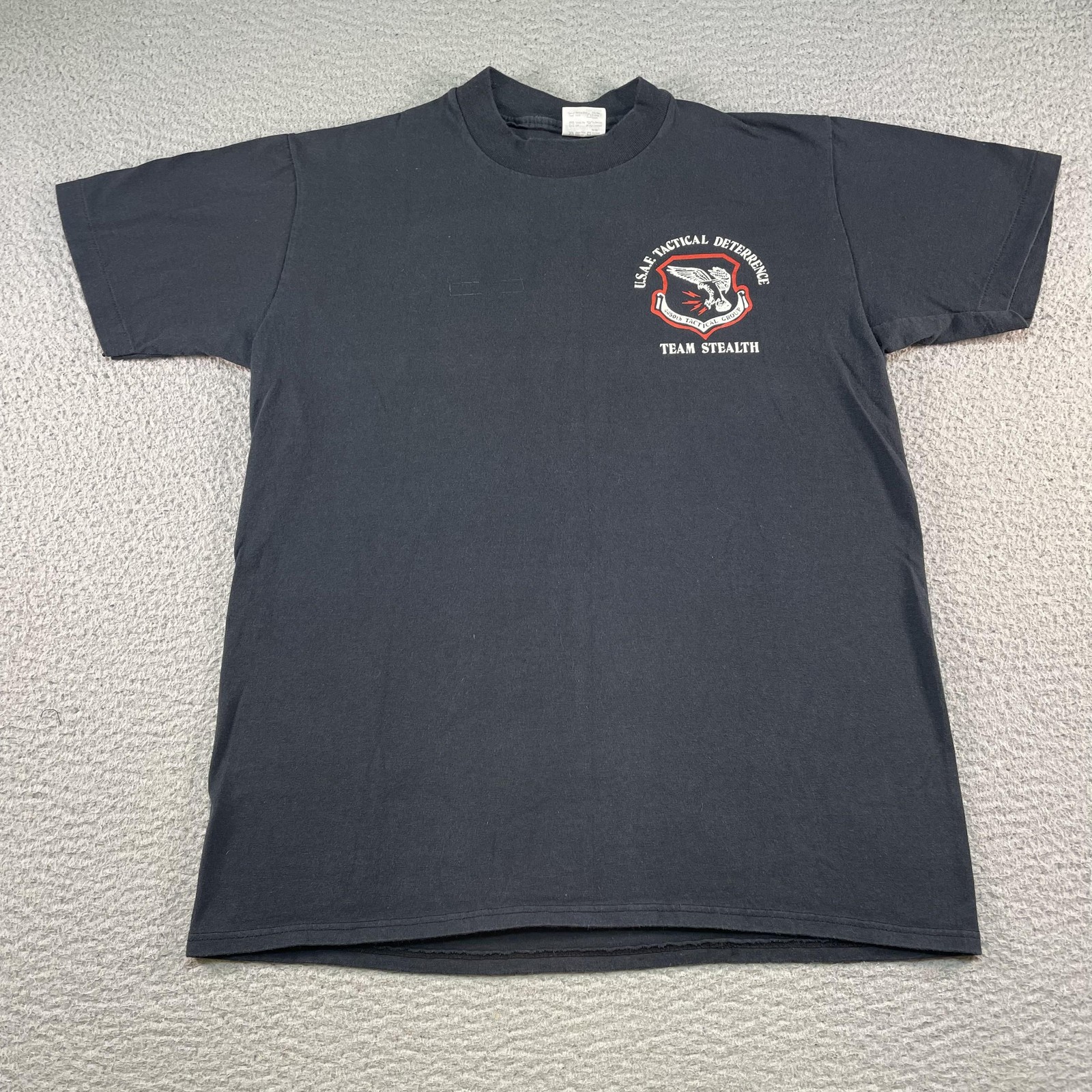 Vintage F-117A Stealth Fighter Shirt Mens Medium Black USAF Team Stealth Stedman gallery