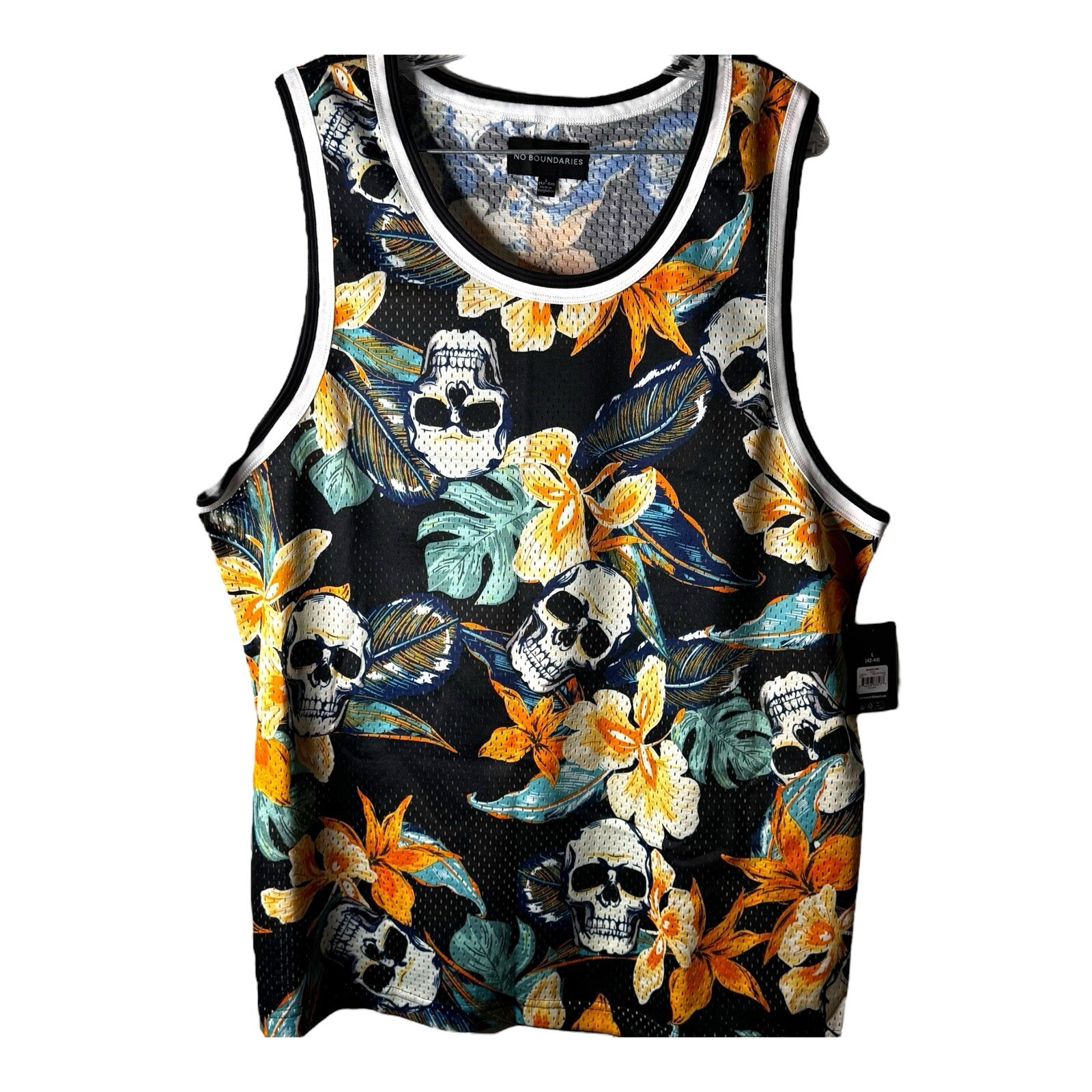 No Boundaries Mesh Tank Size Large(42-44)  Skulls & Flowers NEW