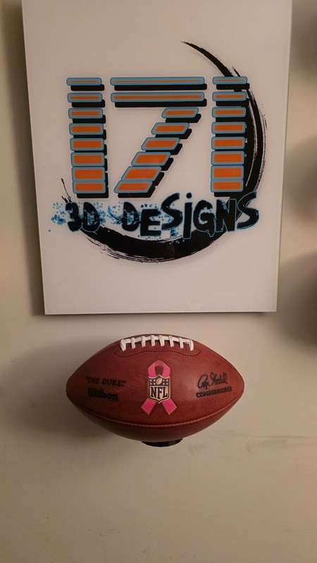 Football wall hanger.  3d printed from PLA+, display holder, mount, NFL, NCAA